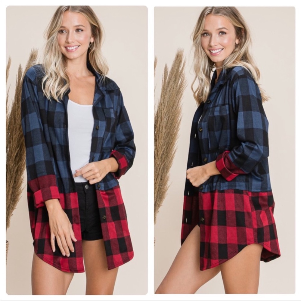 SHACKET- NEW Buffalo pattern in color block long soft HACCI fabric